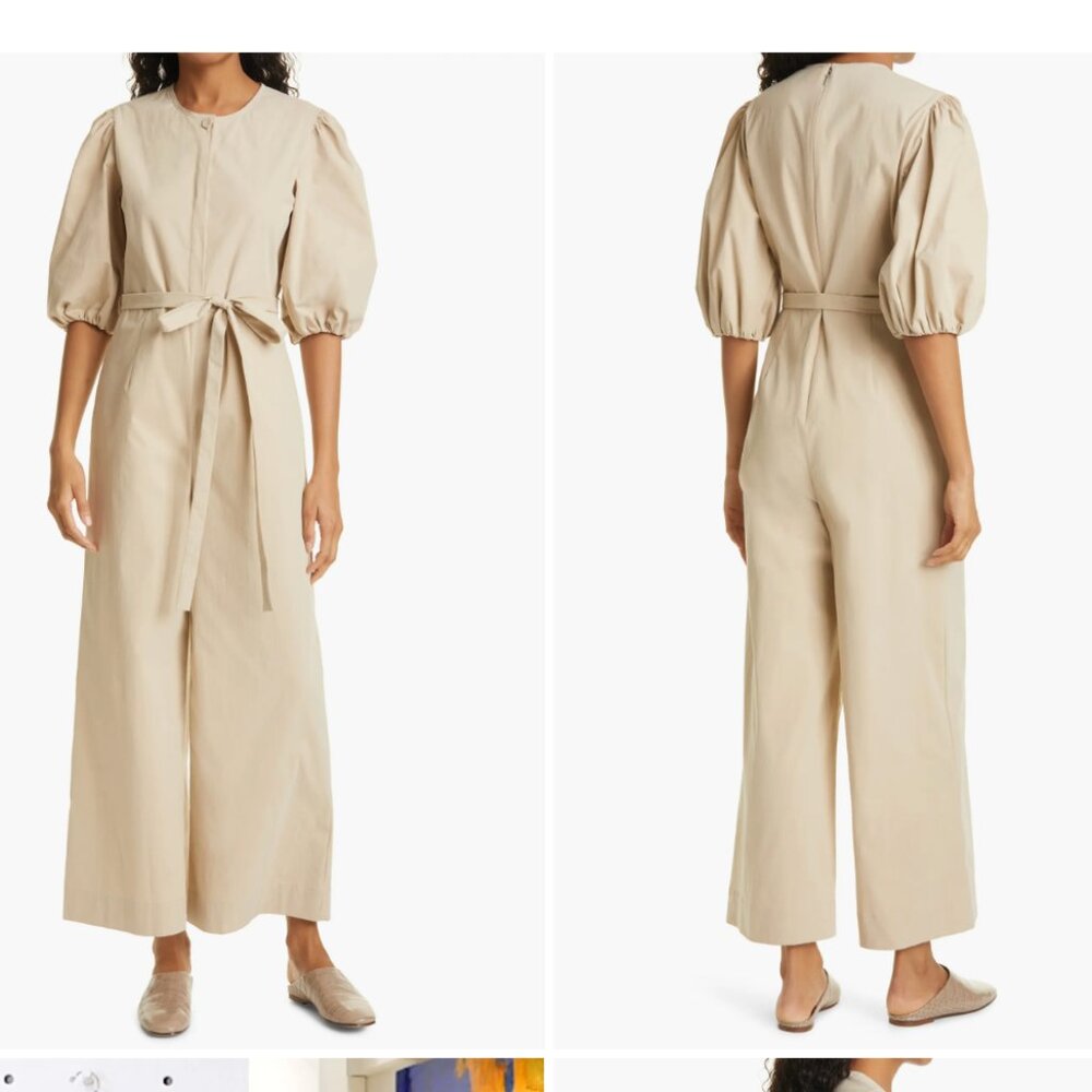 NWT Rebecca Taylor Puff Sleeve Tan Khaki Puff Sleeve Jumpsuit Size 4